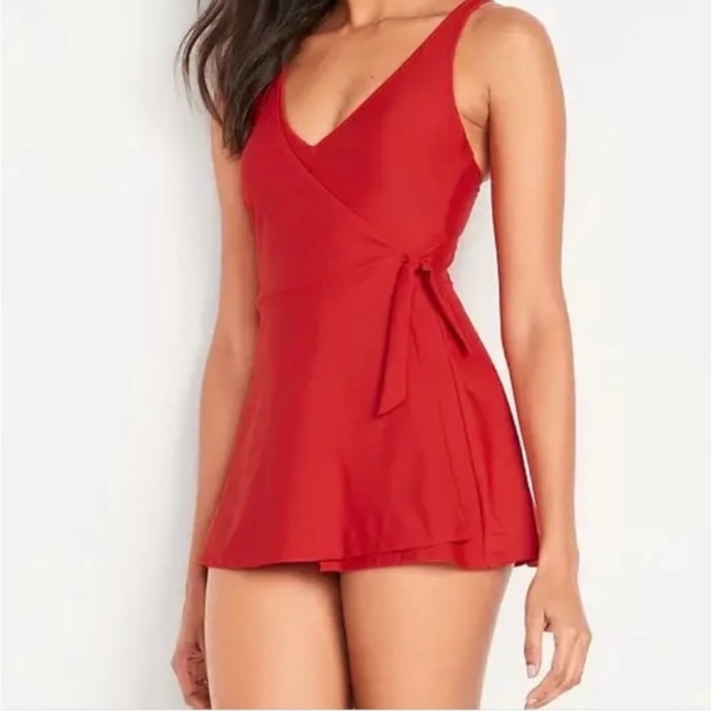 NWT Old Navy V-Neck Wrap-Front Swimsuit Dress